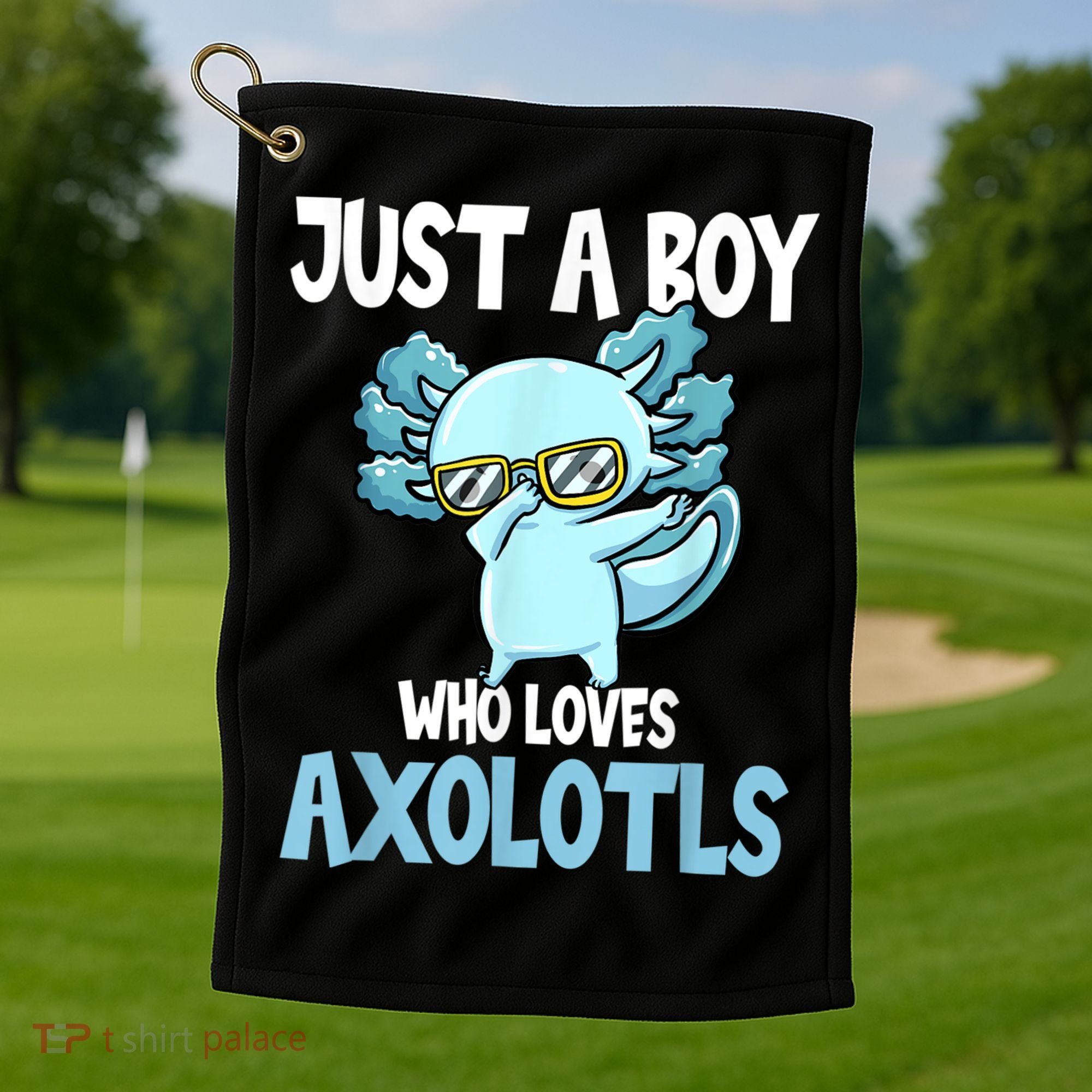 Just A Boy Who Loves Axolotls Cute Kawaii Golf Towel