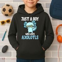 Just A Boy Who Loves Axolotls Cute Kawaii Kids Hoodie thumb 2