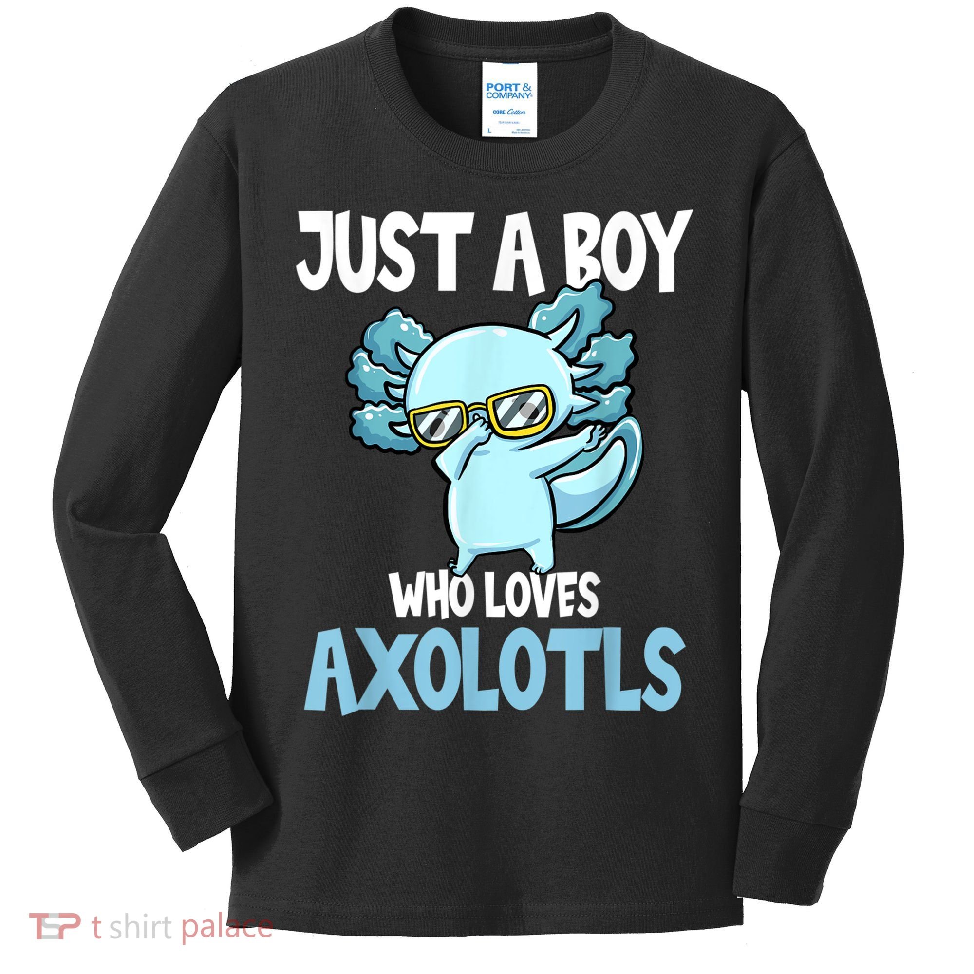 Just A Boy Who Loves Axolotls Cute Kawaii Kids Long Sleeve Shirt