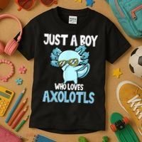 Just A Boy Who Loves Axolotls Cute Kawaii Kids T-Shirt thumb 3