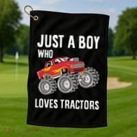 Just A Boy Who Loves Tractors Gift Golf Towel thumb 1