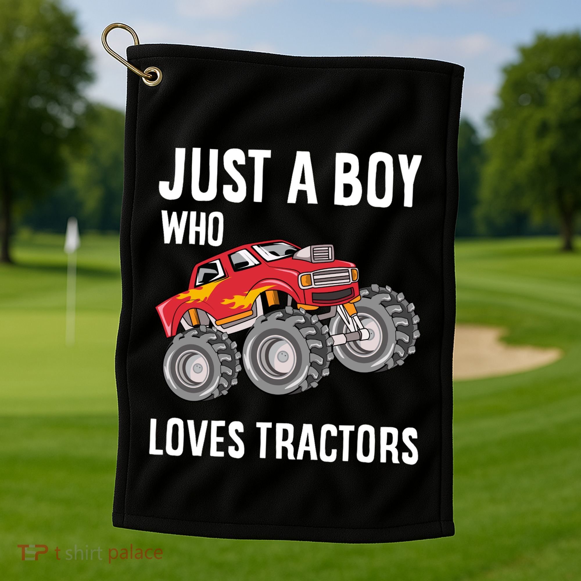 Just A Boy Who Loves Tractors Gift Golf Towel