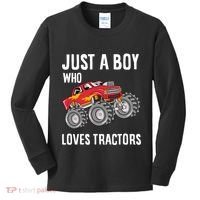 Just A Boy Who Loves Tractors Gift Kids Long Sleeve Shirt thumb 0