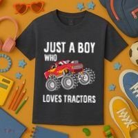 Just A Boy Who Loves Tractors Gift Kids T-Shirt thumb 3