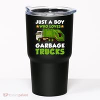 Just A Boy Who Loves Garbage Trucks Lover Trucker Tumbler thumb 0