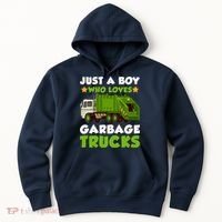 Just A Boy Who Loves Garbage Trucks Lover Trucker Hoodie thumb 0