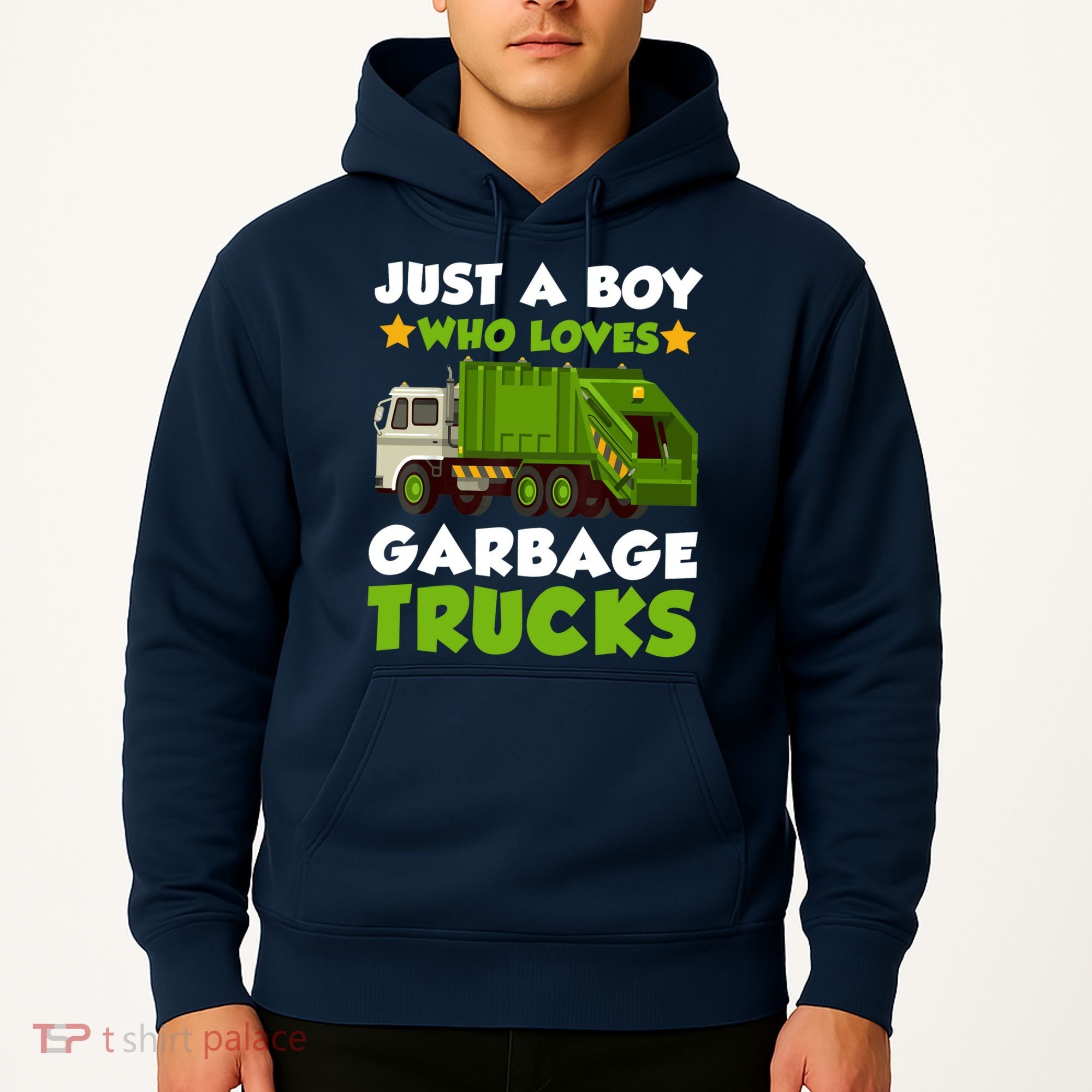 Just A Boy Who Loves Garbage Trucks Lover Trucker Hoodie