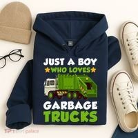 Just A Boy Who Loves Garbage Trucks Lover Trucker Hoodie thumb 4