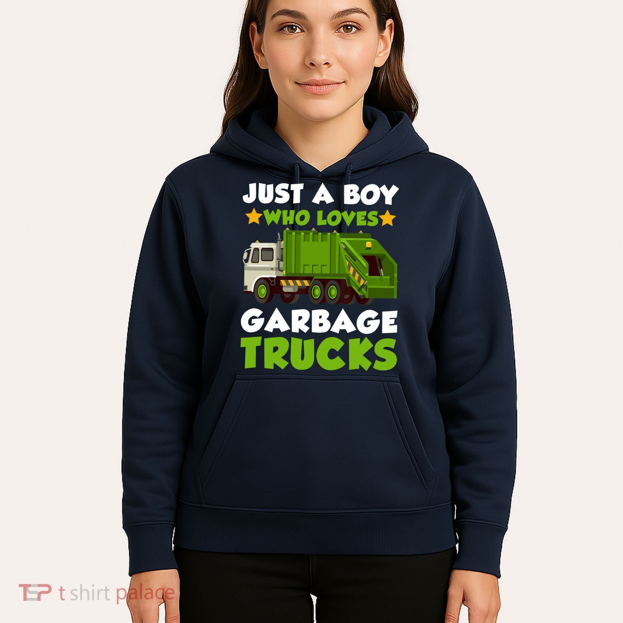 Just A Boy Who Loves Garbage Trucks Lover Trucker Hoodie