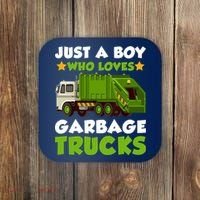 Just A Boy Who Loves Garbage Trucks Lover Trucker Coaster thumb 0