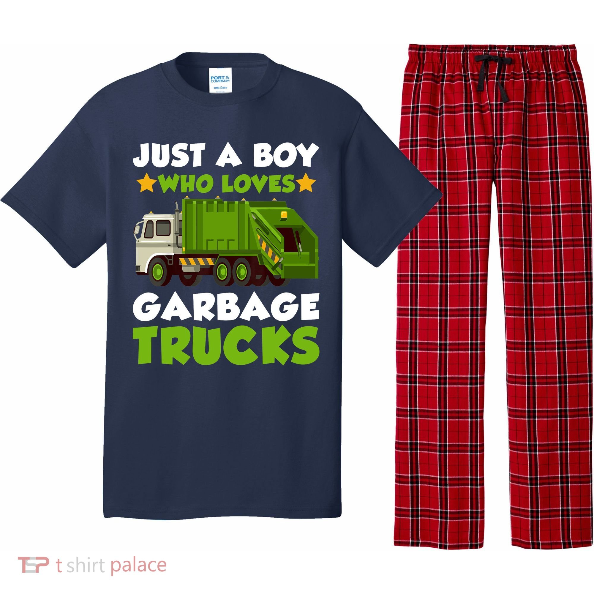 Just A Boy Who Loves Garbage Trucks Lover Trucker Pajama Set