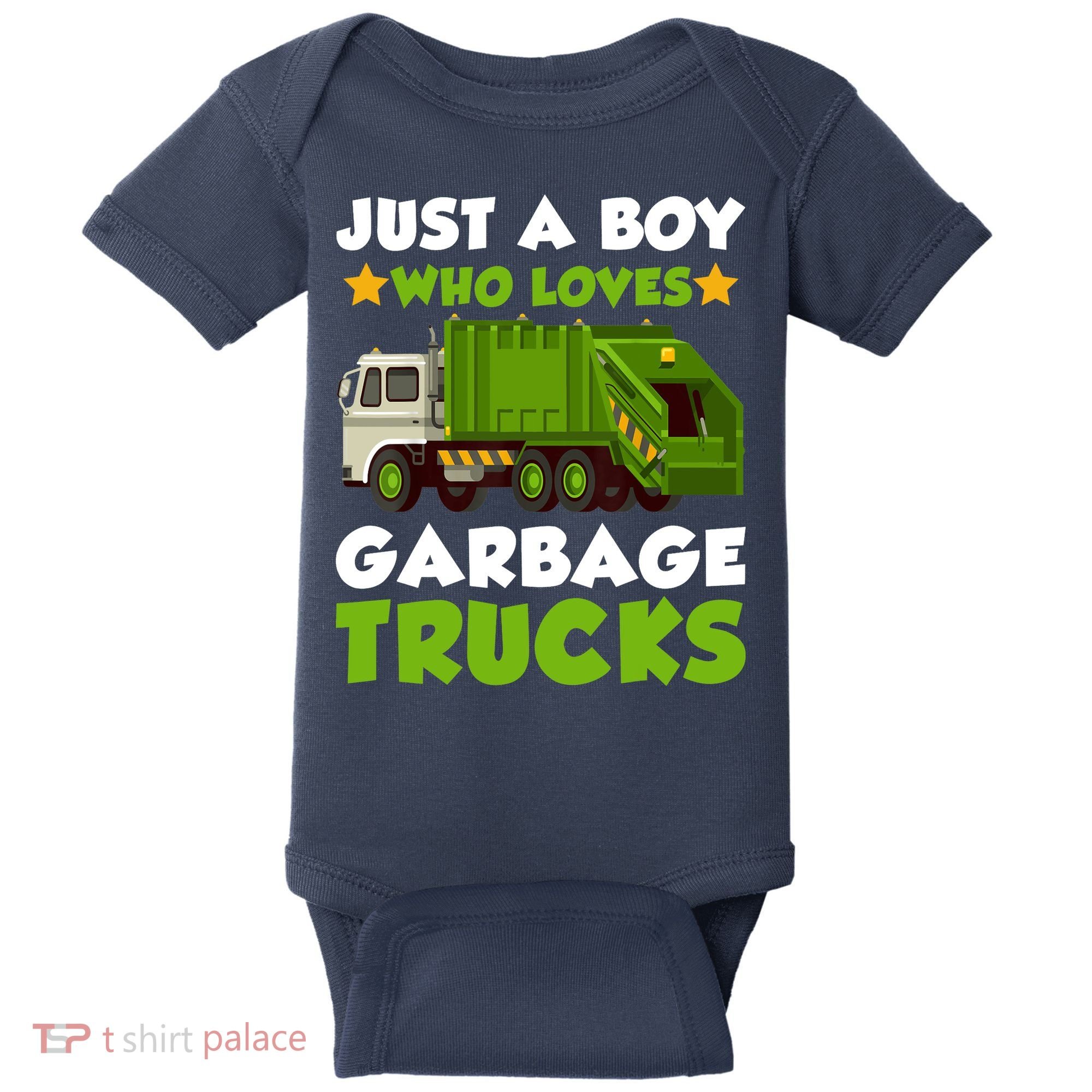 Just A Boy Who Loves Garbage Trucks Lover Trucker Baby Bodysuit