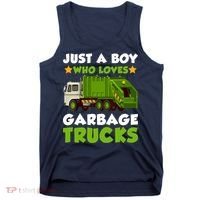 Just A Boy Who Loves Garbage Trucks Lover Trucker Tank Top thumb 0