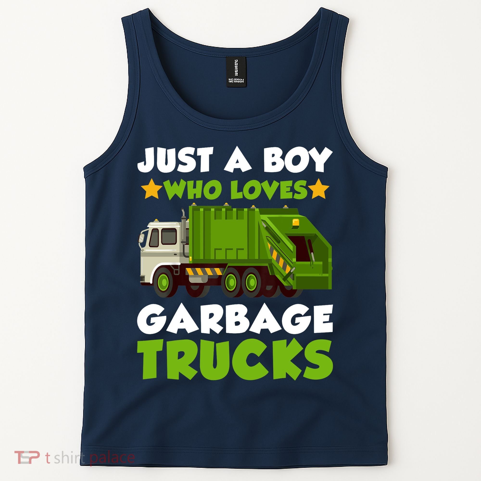 Just A Boy Who Loves Garbage Trucks Lover Trucker Tank Top