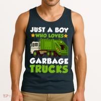 Just A Boy Who Loves Garbage Trucks Lover Trucker Tank Top thumb 3