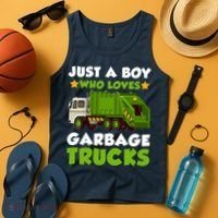 Just A Boy Who Loves Garbage Trucks Lover Trucker Tank Top thumb 4