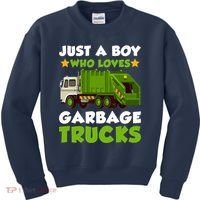 Just A Boy Who Loves Garbage Trucks Lover Trucker Kids Sweatshirt thumb 0