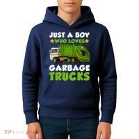 Just A Boy Who Loves Garbage Trucks Lover Trucker Kids Hoodie thumb 4