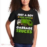 Just A Boy Who Loves Garbage Trucks Lover Trucker Kids T-Shirt thumb 2