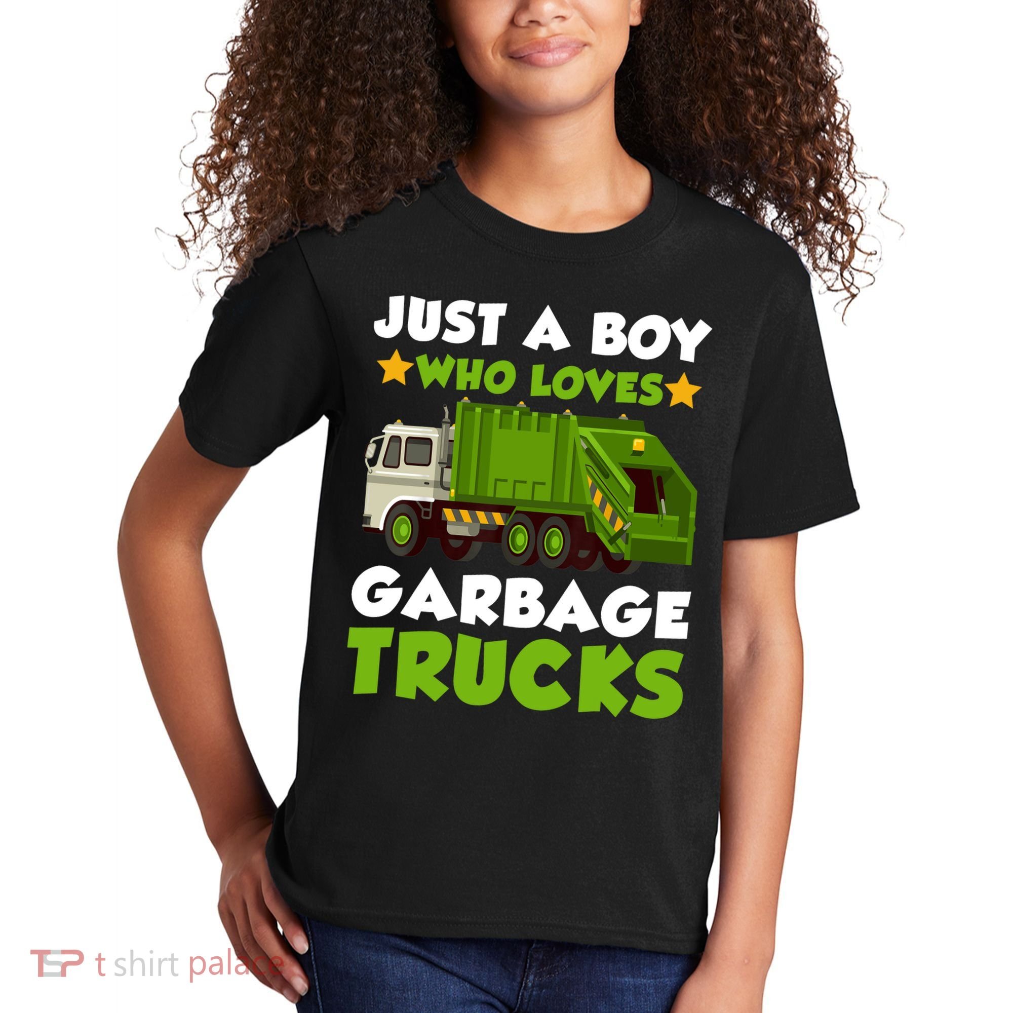 Just A Boy Who Loves Garbage Trucks Lover Trucker Kids T-Shirt