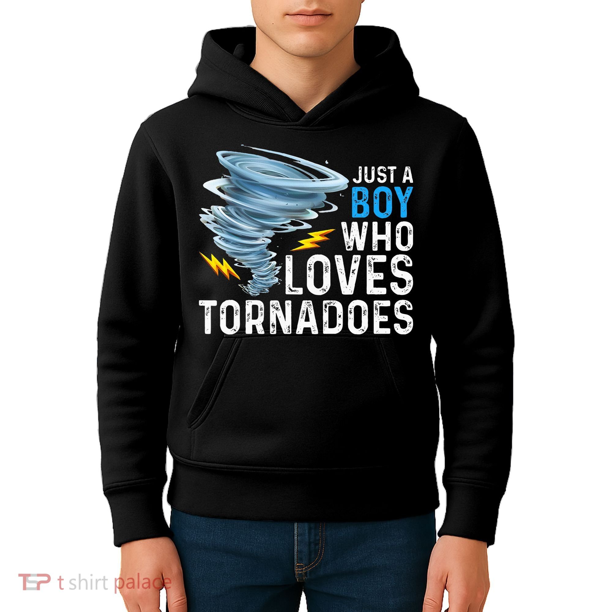 Just A Boy Who Loves Tornadoes Storm Weather Chaser Kids Hoodie