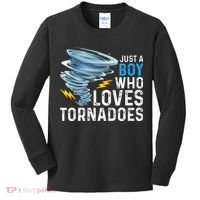 Just A Boy Who Loves Tornadoes Storm Weather Chaser Kids Long Sleeve Shirt thumb 0