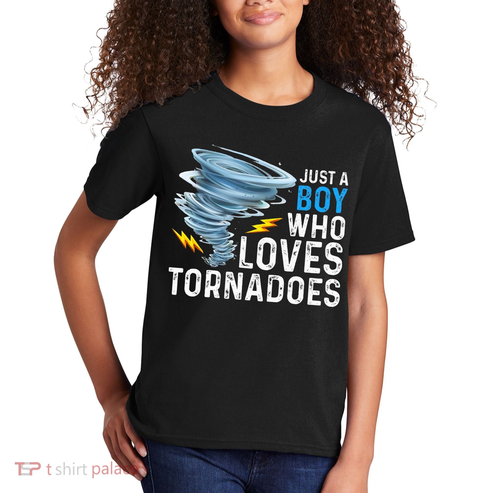 Just A Boy Who Loves Tornadoes Storm Weather Chaser Kids T-Shirt