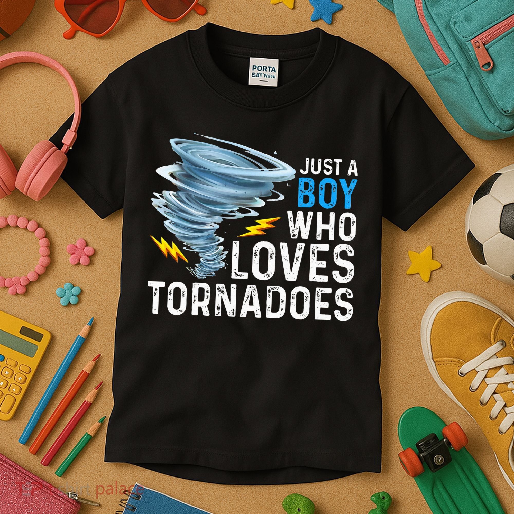 Just A Boy Who Loves Tornadoes Storm Weather Chaser Kids T-Shirt
