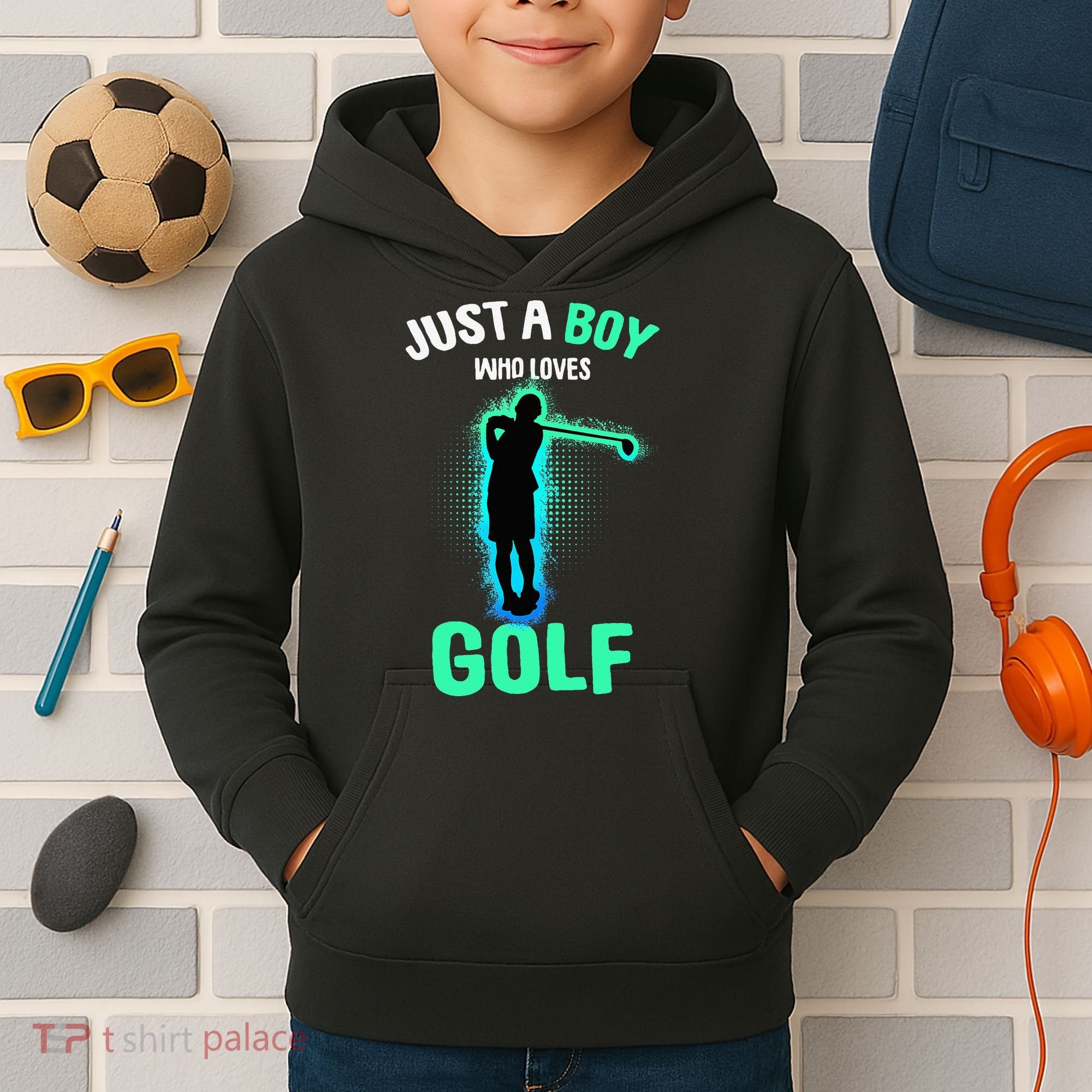 Just A Boy Who Loves Golf Club Golfer Kids Hoodie