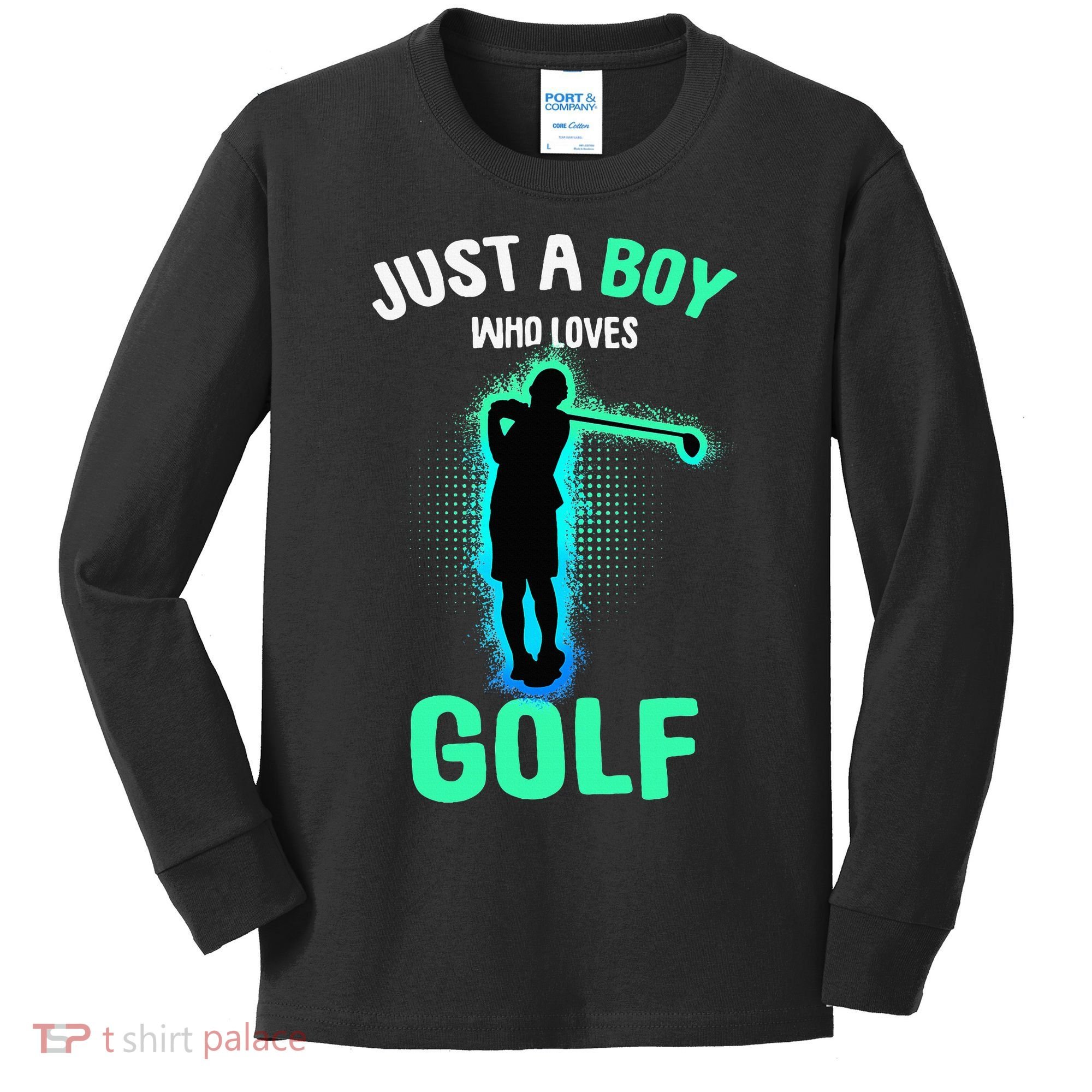Just A Boy Who Loves Golf Club Golfer Kids Long Sleeve Shirt