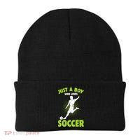 Just A Boy Who Loves Soccer Gift Beanie thumb 0