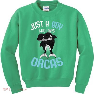 Just A Boy Who Loves Orcas Killer Whale Kids Sweatshirt