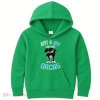 Just A Boy Who Loves Orcas Killer Whale Kids Hoodie thumb 0