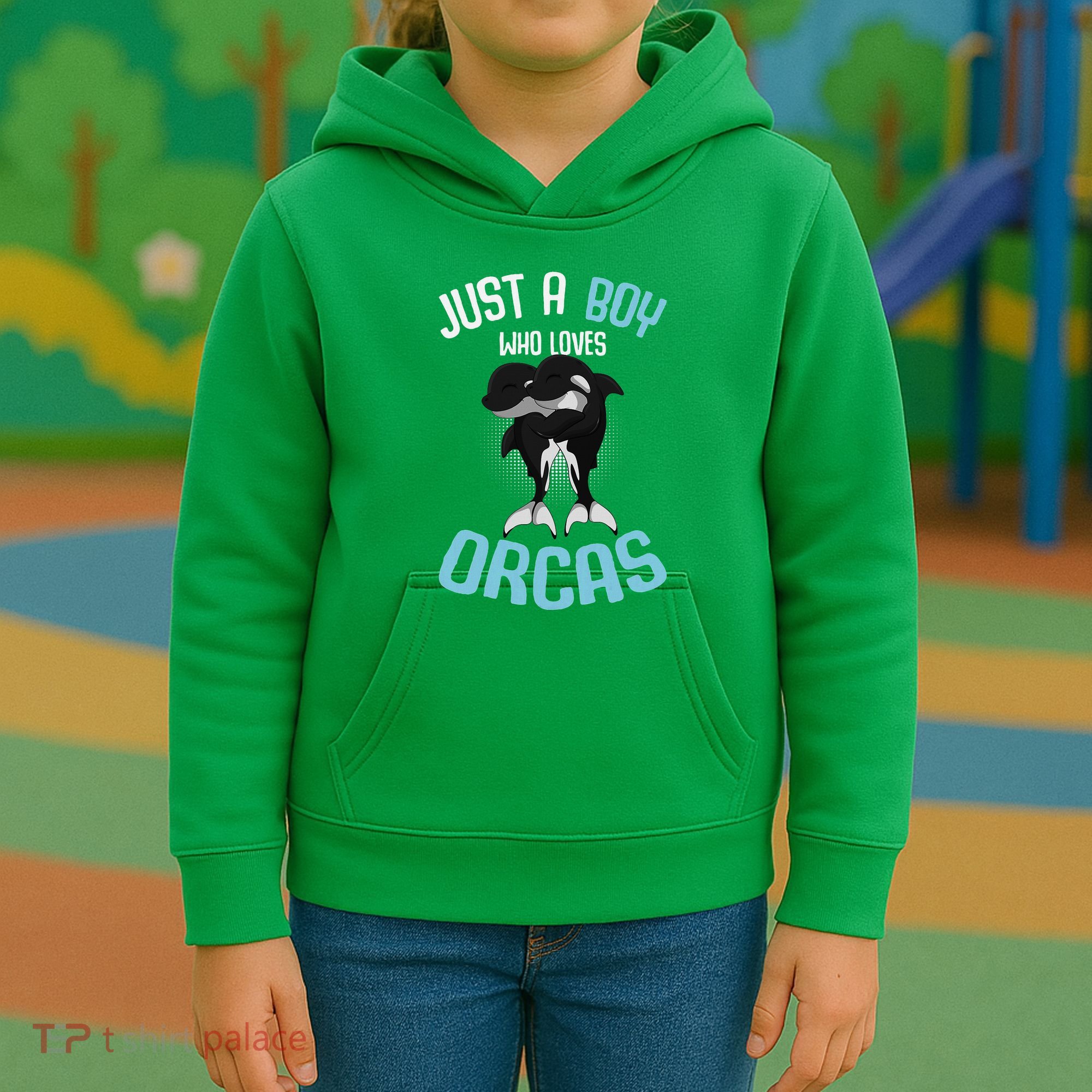 Just A Boy Who Loves Orcas Killer Whale Kids Hoodie