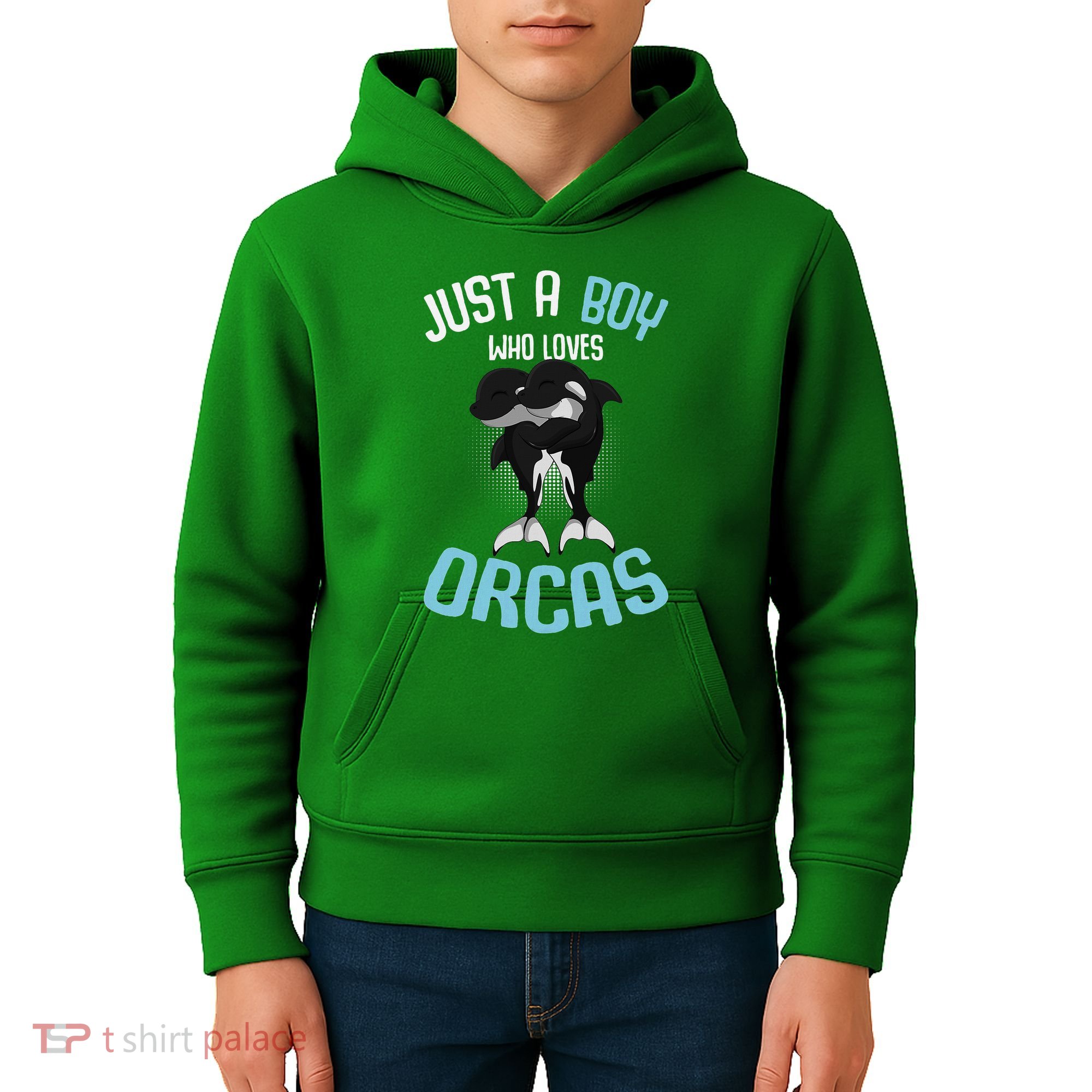 Just A Boy Who Loves Orcas Killer Whale Kids Hoodie