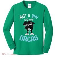 Just A Boy Who Loves Orcas Killer Whale Kids Long Sleeve Shirt thumb 0