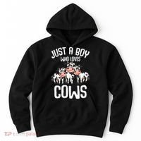 Just A Boy Who Loves Cows Farmers Cow Hoodie thumb 0