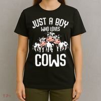 Just A Boy Who Loves Cows Farmers Cow T-Shirt thumb 4