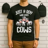 Just A Boy Who Loves Cows Farmers Cow T-Shirt thumb 6