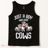 Just A Boy Who Loves Cows Farmers Cow Tank Top thumb 2