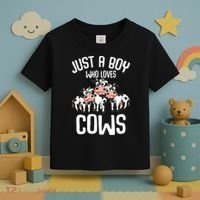 Just A Boy Who Loves Cows Farmers Cow Toddler T-Shirt thumb 3