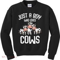 Just A Boy Who Loves Cows Farmers Cow Kids Sweatshirt thumb 0