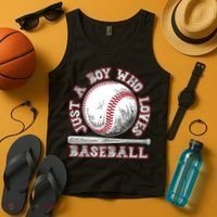 Just A Boy Who Loves Baseball Tank Top thumb 4