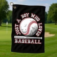 Just A Boy Who Loves Baseball Golf Towel thumb 1