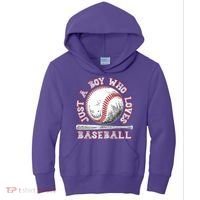 Just A Boy Who Loves Baseball Kids Hoodie thumb 0