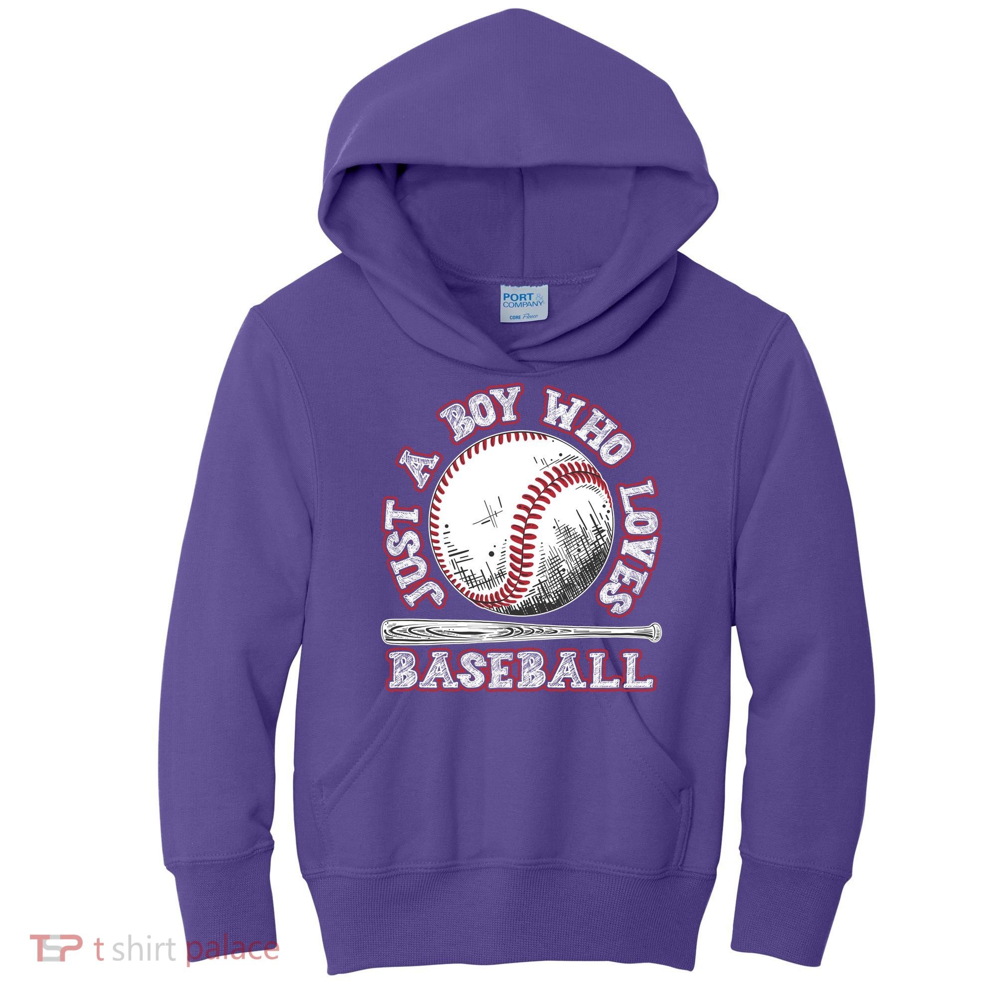 Just A Boy Who Loves Baseball Kids Hoodie