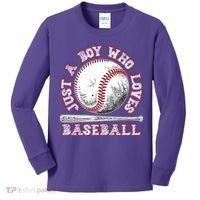 Just A Boy Who Loves Baseball Kids Long Sleeve Shirt thumb 0