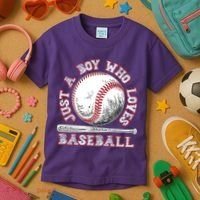 Just A Boy Who Loves Baseball Kids T-Shirt thumb 3