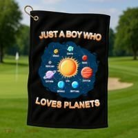 Just A Boy Who Loves Planets Golf Towel thumb 1