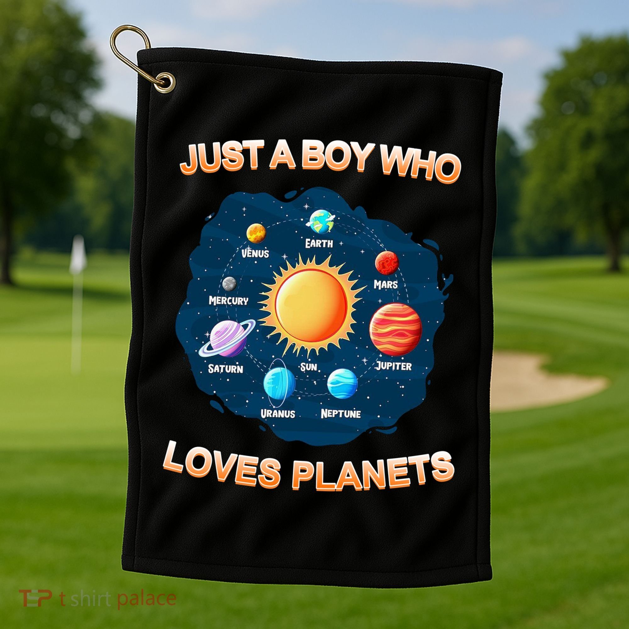 Just A Boy Who Loves Planets Golf Towel